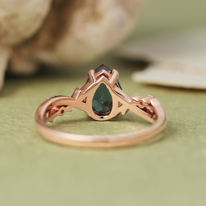 Princess Mononoke Pear Cut Alexandrite Vine Engagement Ring