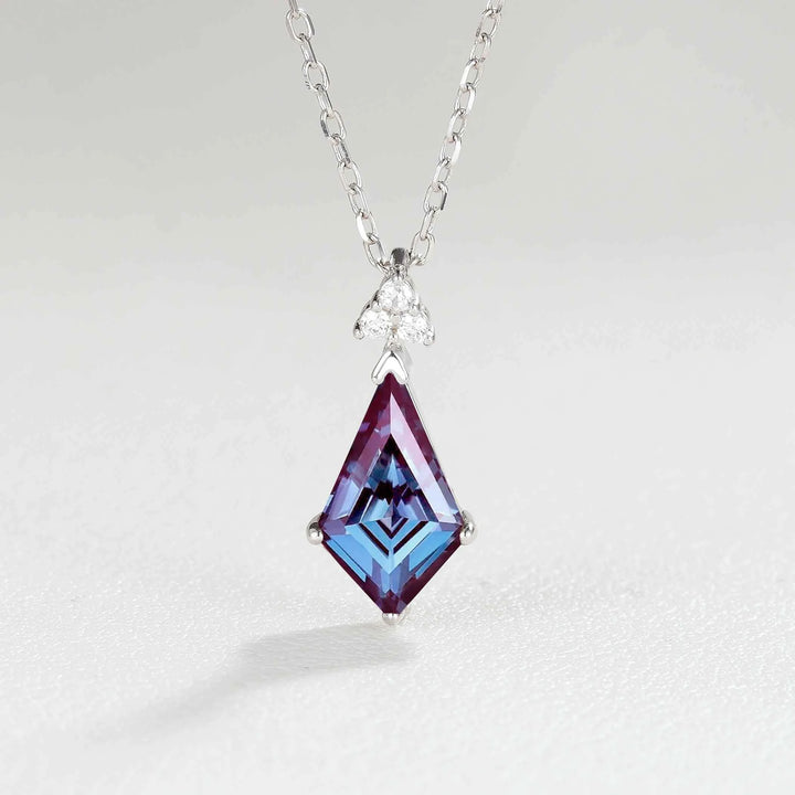 Simple Kite Cut Alexandrite Moissanite Pendant