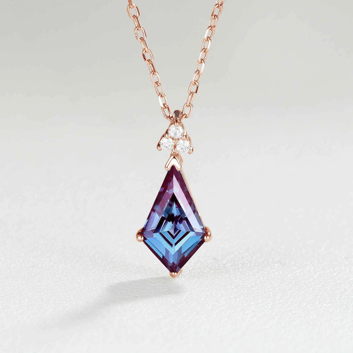 Simple Kite Cut Alexandrite Moissanite Pendant