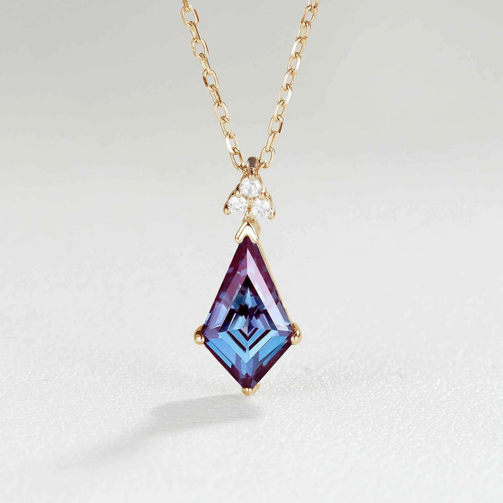 Simple Kite Cut Alexandrite Moissanite Pendant