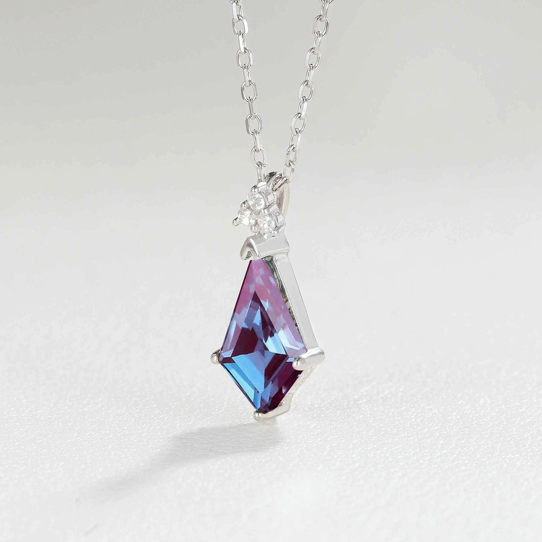 Simple Kite Cut Alexandrite Moissanite Pendant