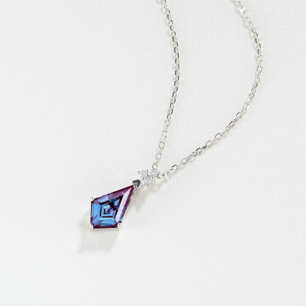 Simple Kite Cut Alexandrite Moissanite Pendant