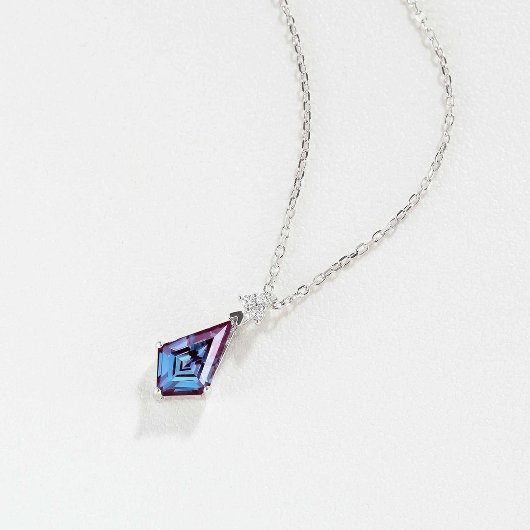 Simple Kite Cut Alexandrite Moissanite Pendant