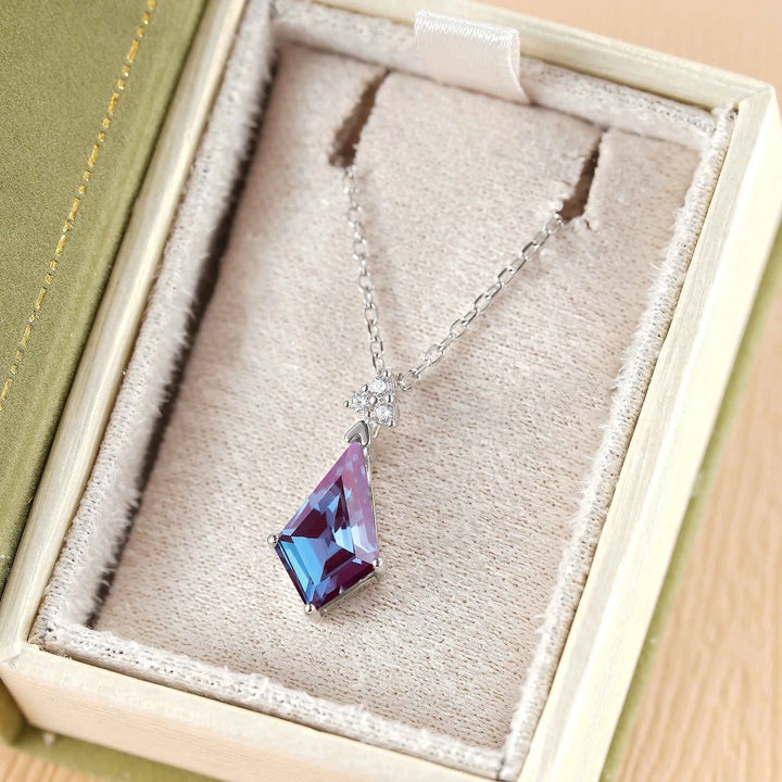 Simple Kite Cut Alexandrite Moissanite Pendant