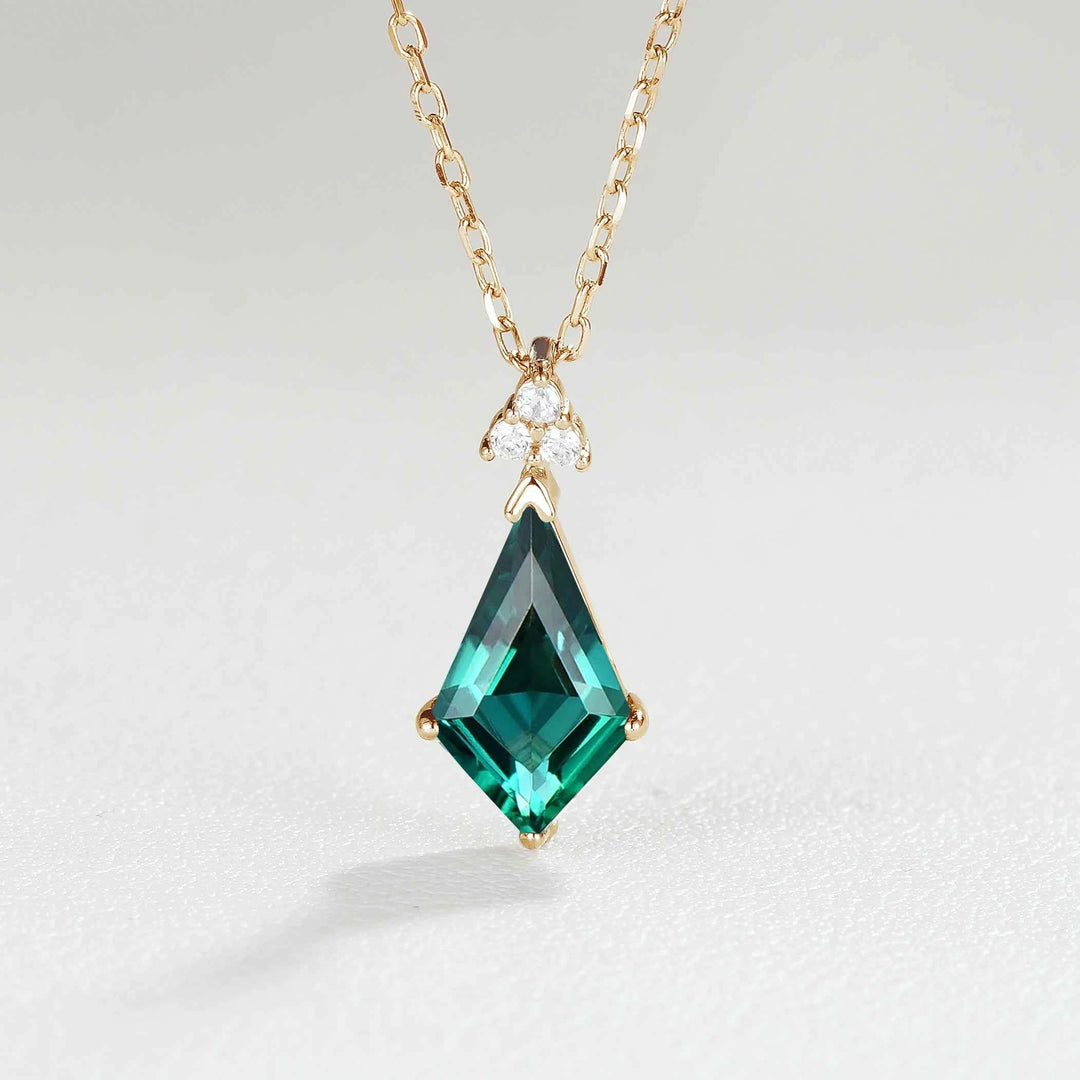 Simple Kite Cut Emerald Moissanite Pendant