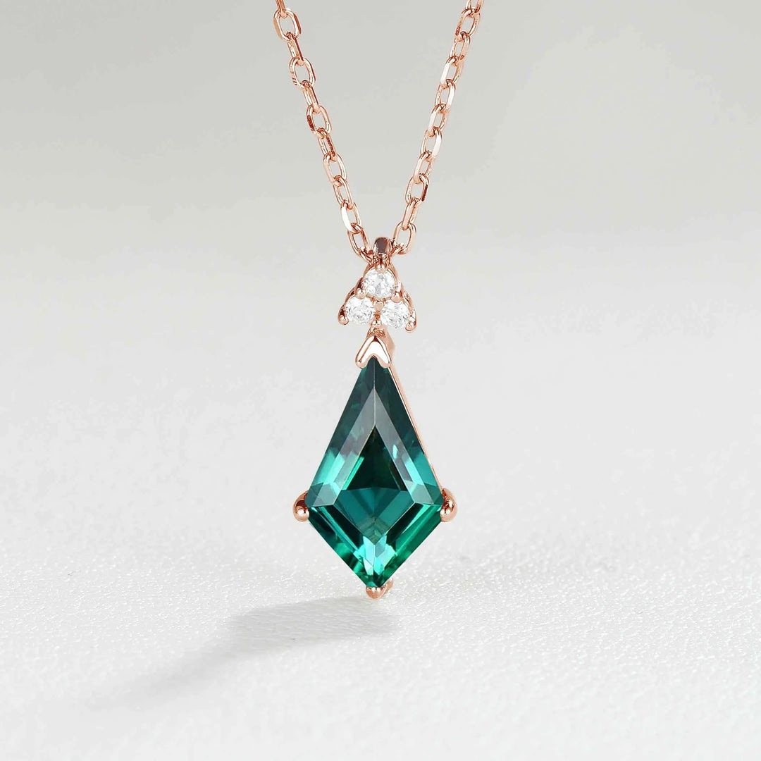 Simple Kite Cut Emerald Moissanite Pendant