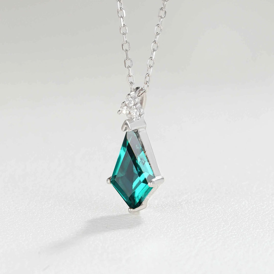Simple Kite Cut Emerald Moissanite Pendant