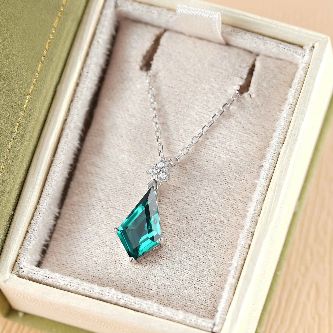 Simple Kite Cut Emerald Moissanite Pendant