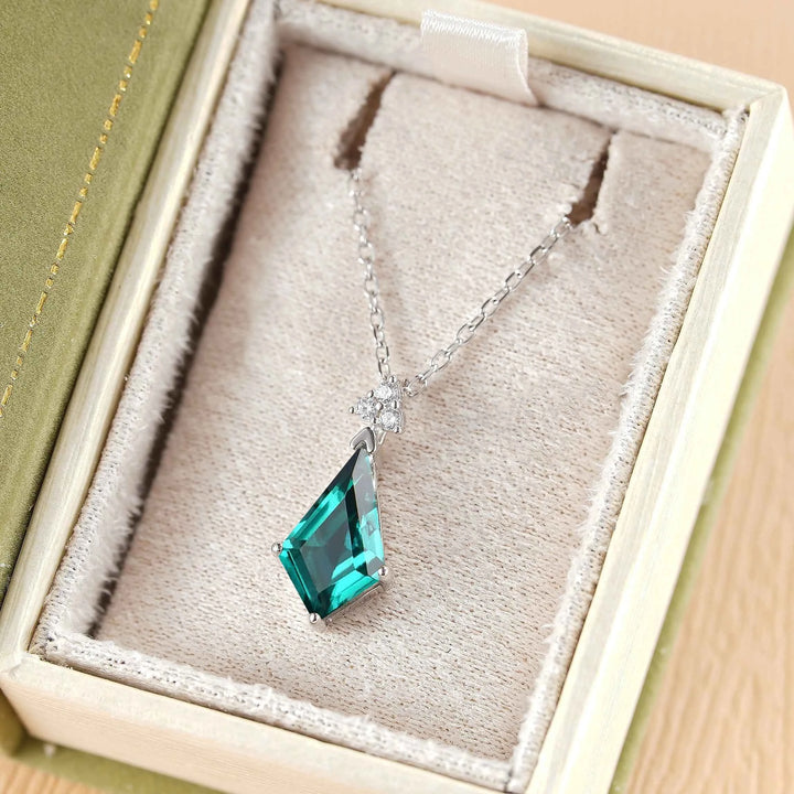 Simple Kite Cut Emerald Moissanite Pendant