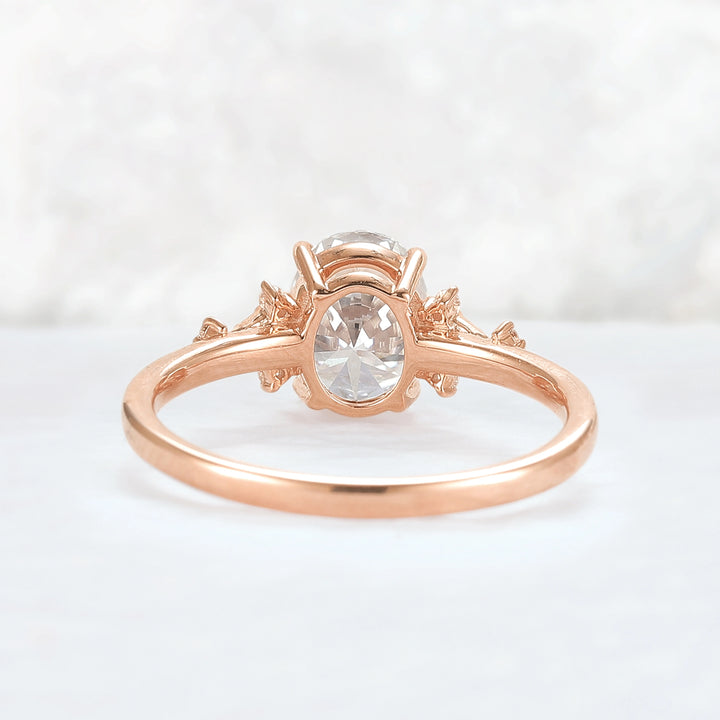 Simple Oval Cut Moissanite Cluster Gemstone Ring