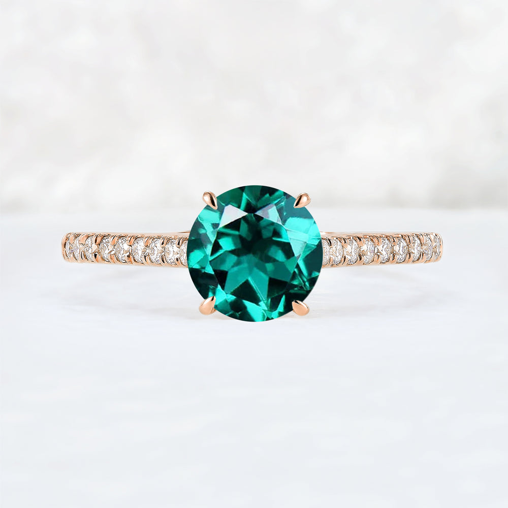 Timeless Round Cut Emerald Half Enternity Gemstone Ring