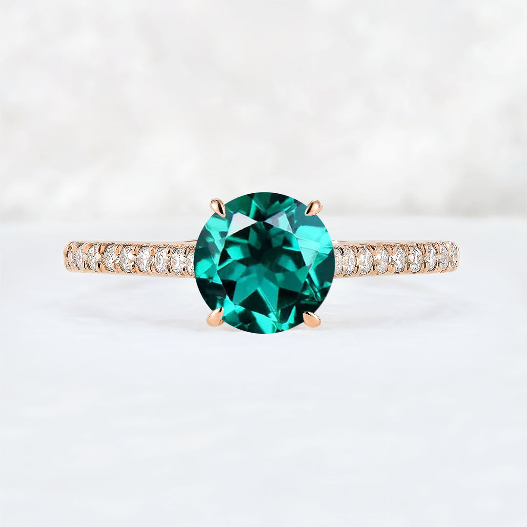 Timeless Round Cut Emerald Half Enternity Gemstone Ring