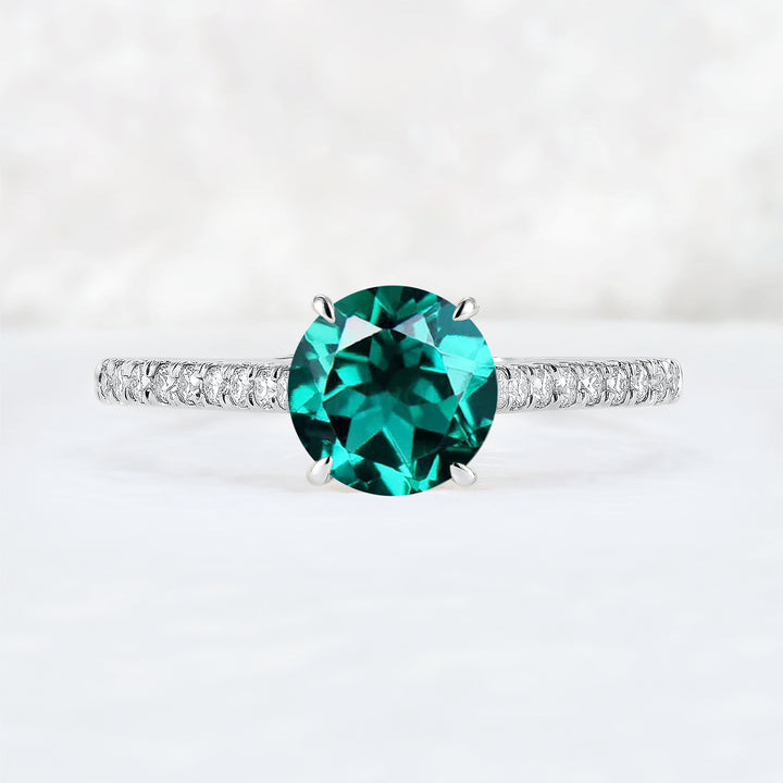 Timeless Round Cut Emerald Half Enternity Gemstone Ring