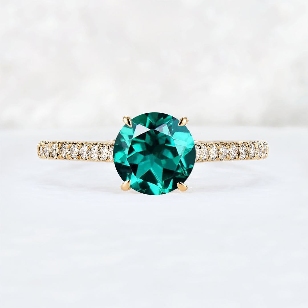 Timeless Round Cut Emerald Half Enternity Gemstone Ring