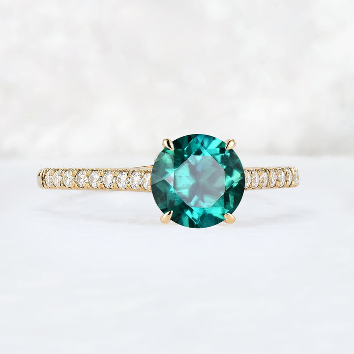 Timeless Round Cut Emerald Half Enternity Gemstone Ring