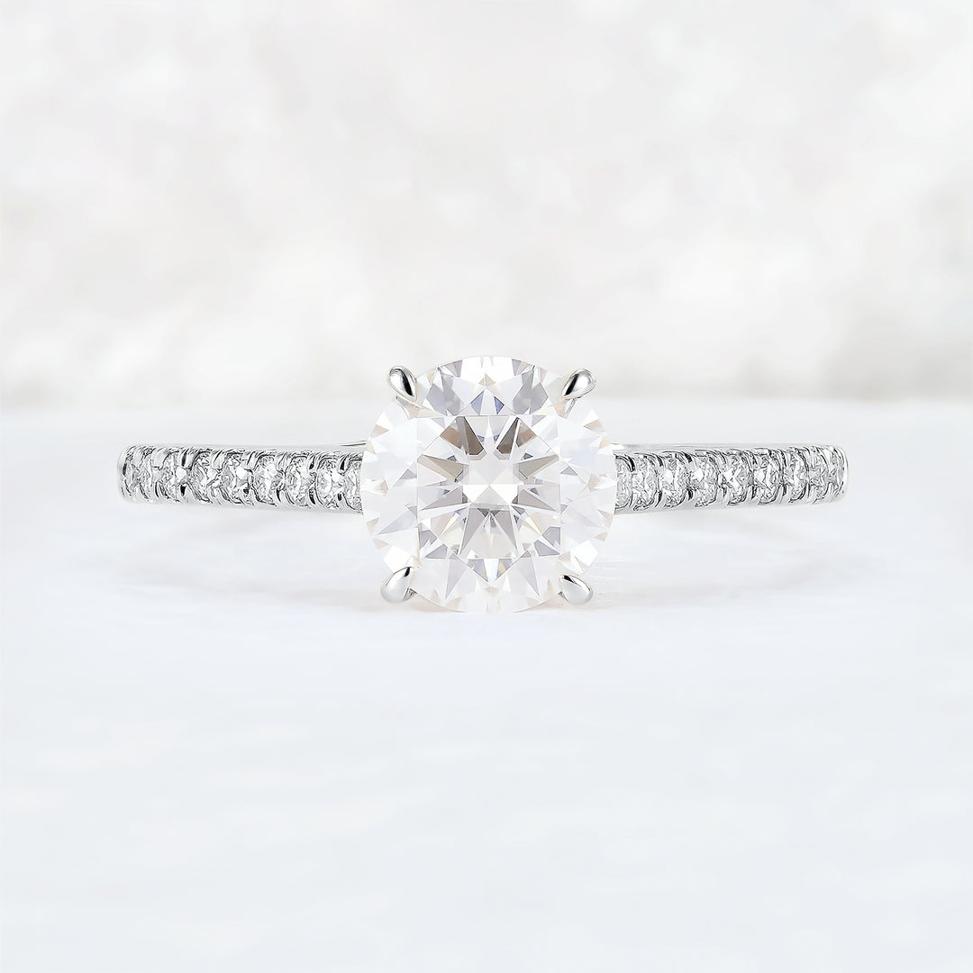 Timeless Round Cut Moissanite Half Enternity Gemstone Ring