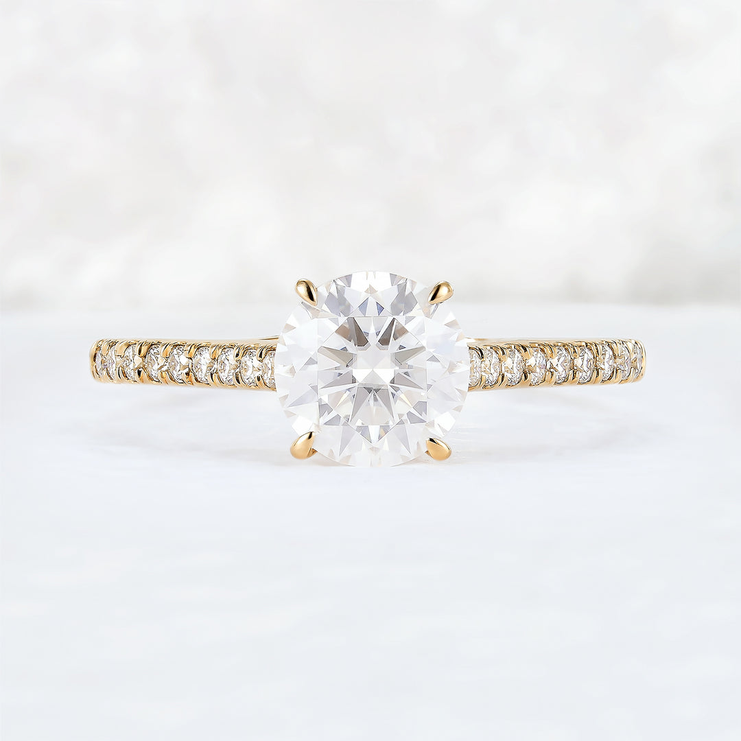 Timeless Round Cut Moissanite Half Enternity Gemstone Ring