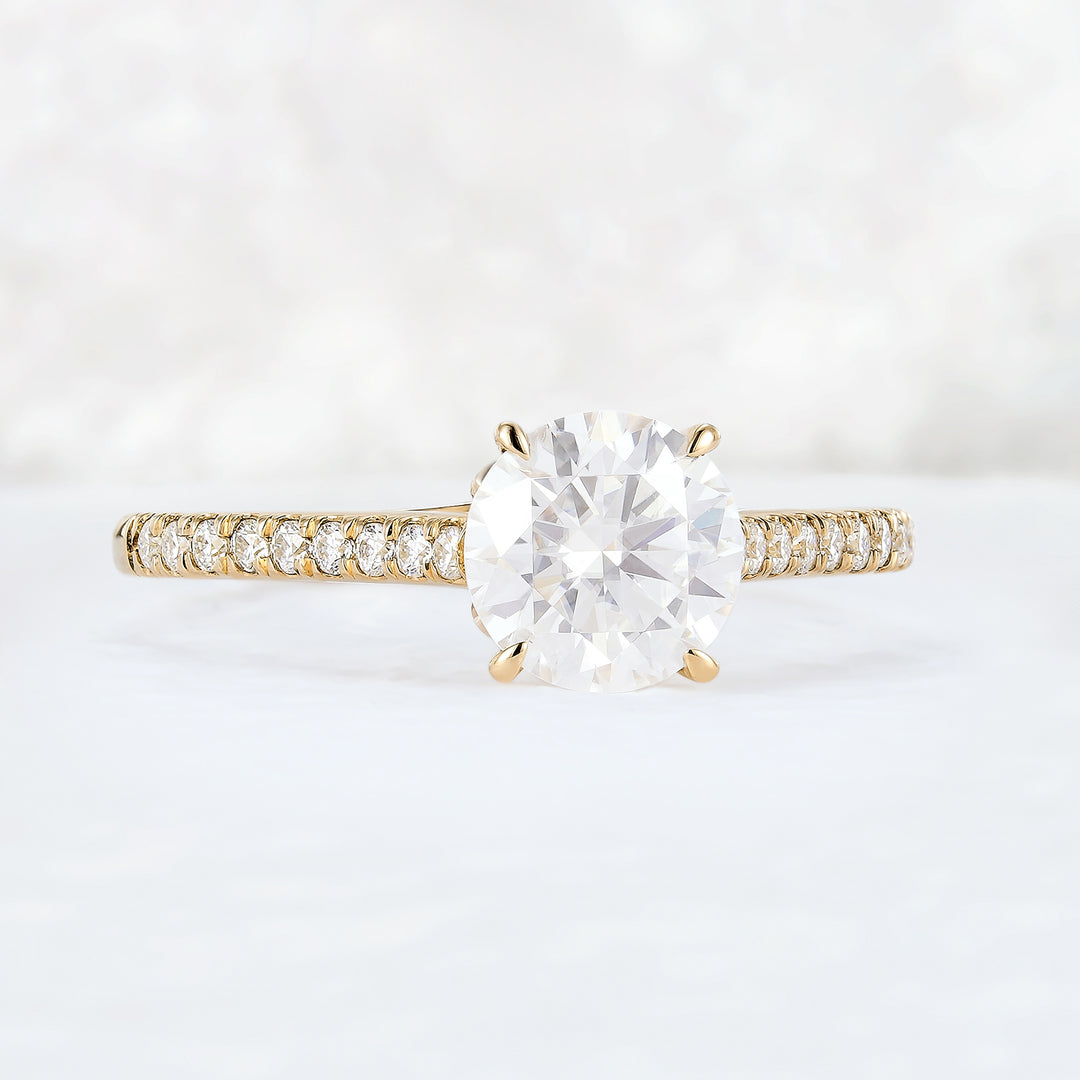 Timeless Round Cut Moissanite Half Enternity Gemstone Ring