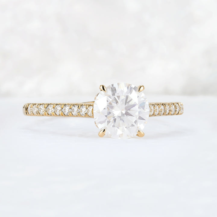 Timeless Round Cut Moissanite Half Enternity Gemstone Ring