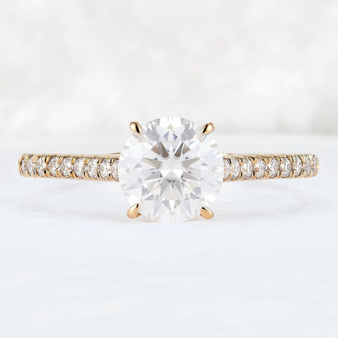 Timeless Round Cut Moisssanite Half Enternity Engagement Ring
