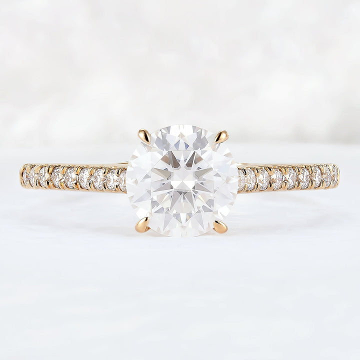 Timeless Round Cut Moisssanite Half Enternity Engagement Ring