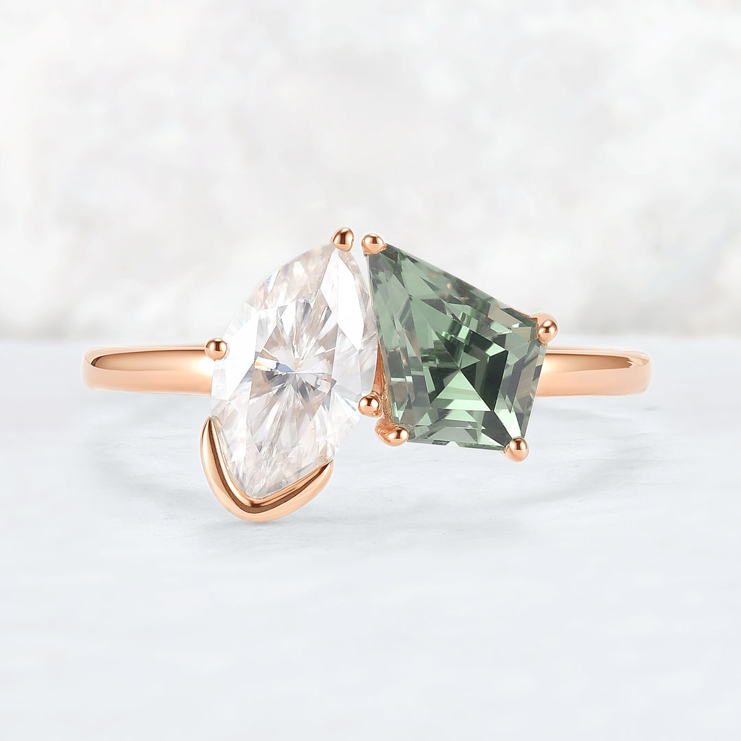 Toi Et Moi Two Stone Marquise & Kite Gemstone Ring