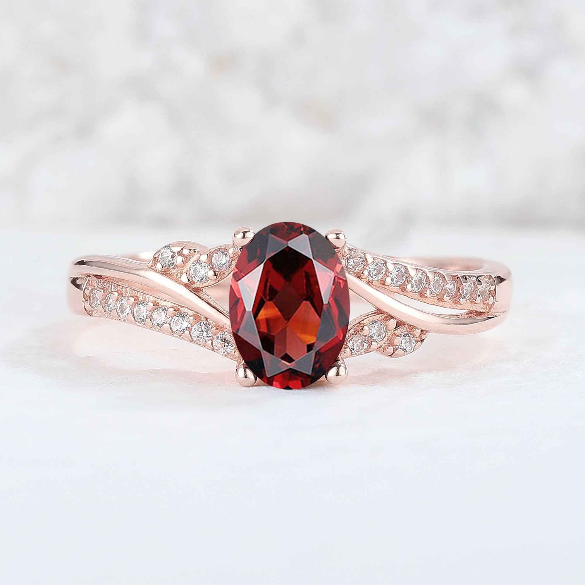 Unique oval shaped garnet vine engagement ring iver jewelry