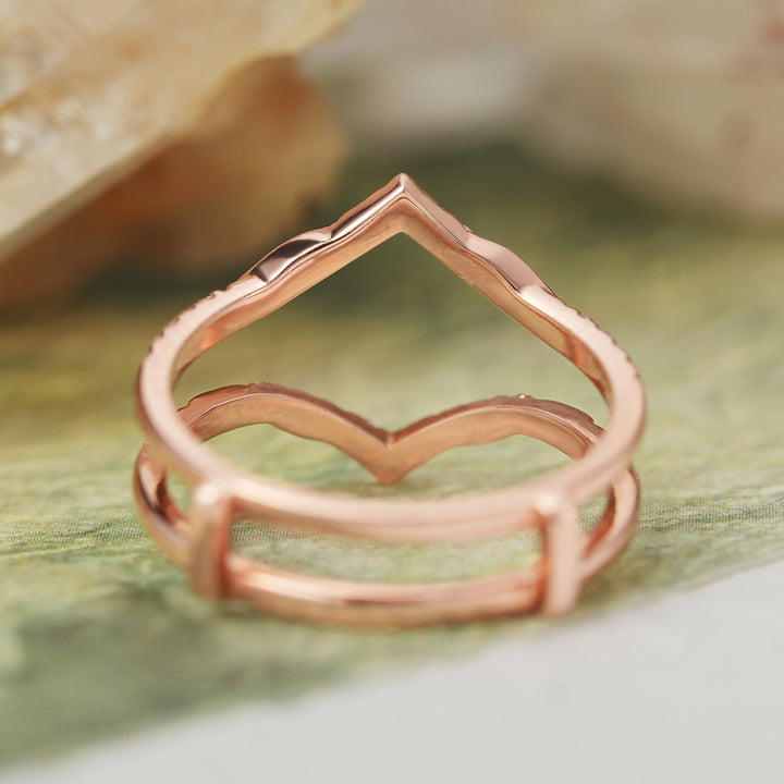 Unique Enhancer Moissanite Rose Gold Wedding Ring - Iver Jewelry