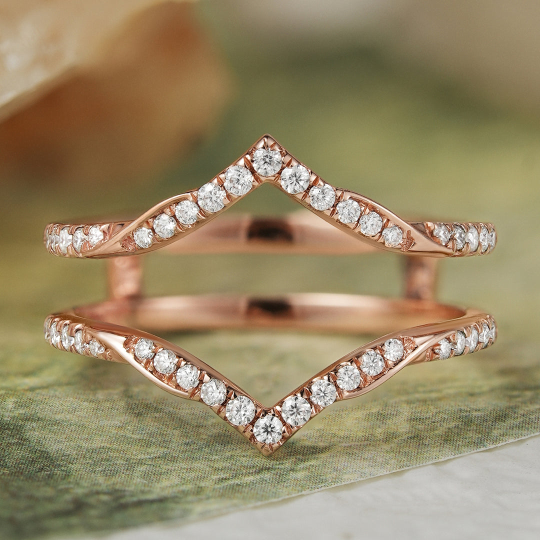 Unique Enhancer Moissanite Rose Gold Wedding Ring