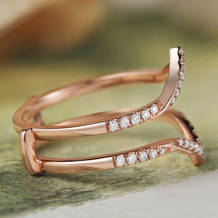 Unique Enhancer Moissanite Rose Gold Wedding Ring - Iver Jewelry
