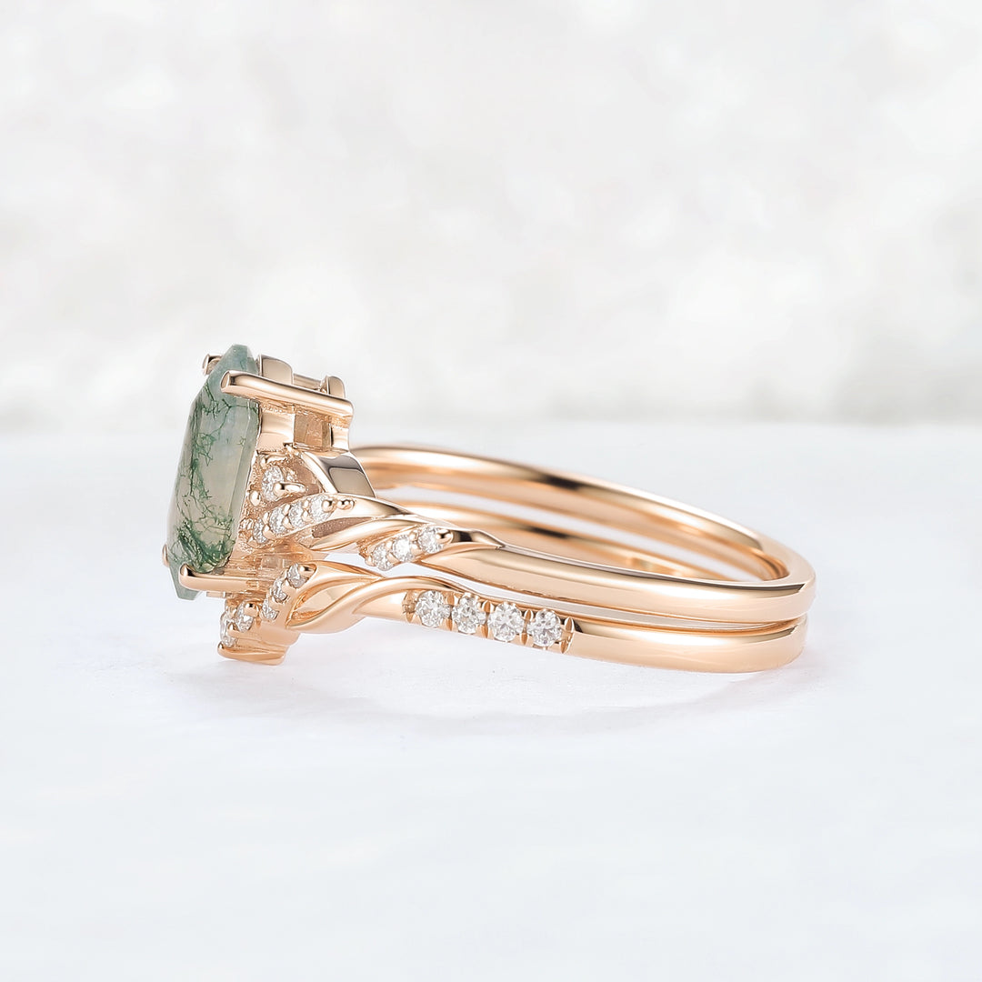 Unique_Hexagon_Cut_Moss_Agate_Twist_Ring_Set_2pcs_1