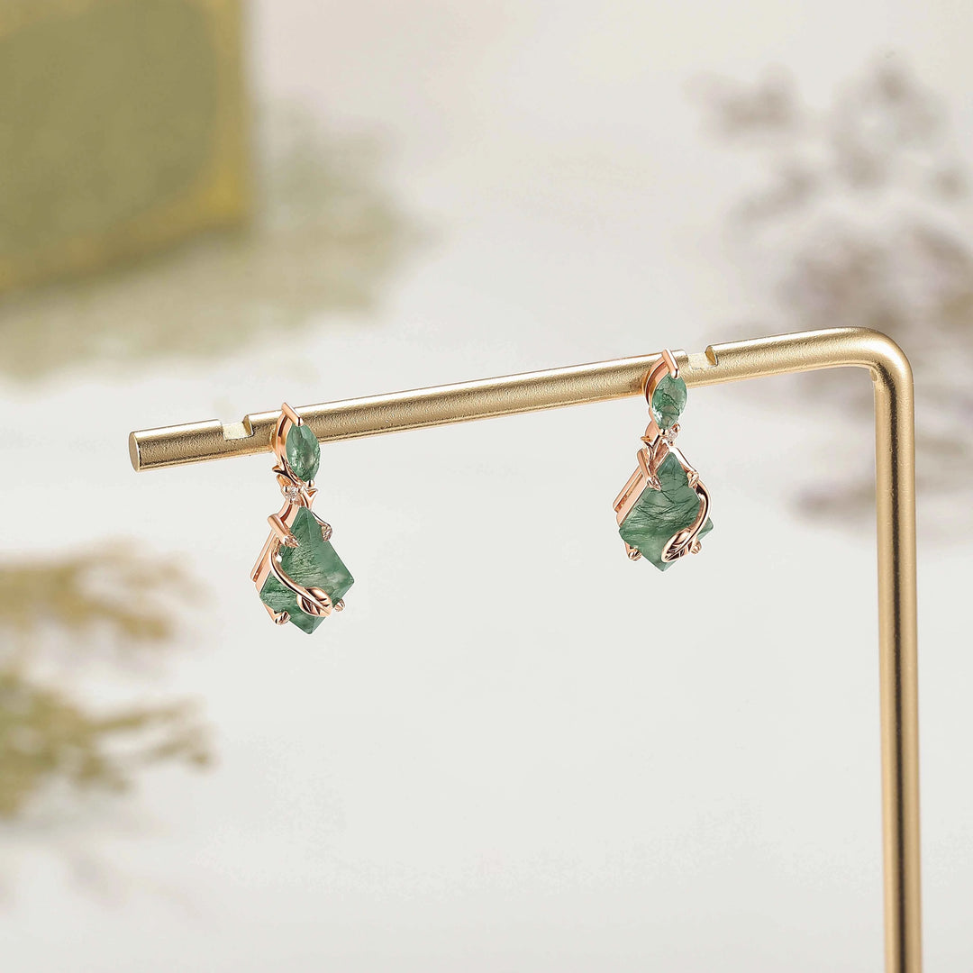 Skull Coffin Shaped Garnet White Gold Earrings Halloween Jewelry