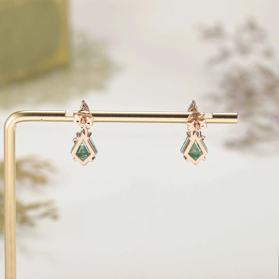 Skull Coffin Shaped Garnet White Gold Earrings Halloween Jewelry
