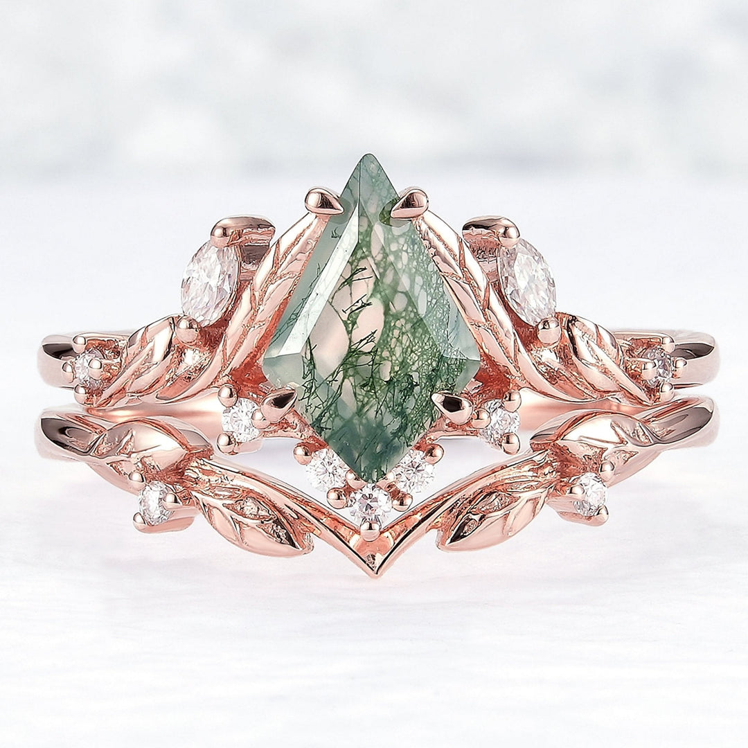 Unique_Kite_Cut_Moss_Agate_Moissanite_Vine_and_Leaf_Engagement_Ring_Set_2pcs_1