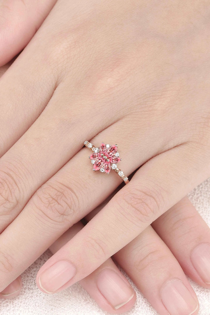 Unique Marquise Shaped Pink Sapphire Gemstone Ring