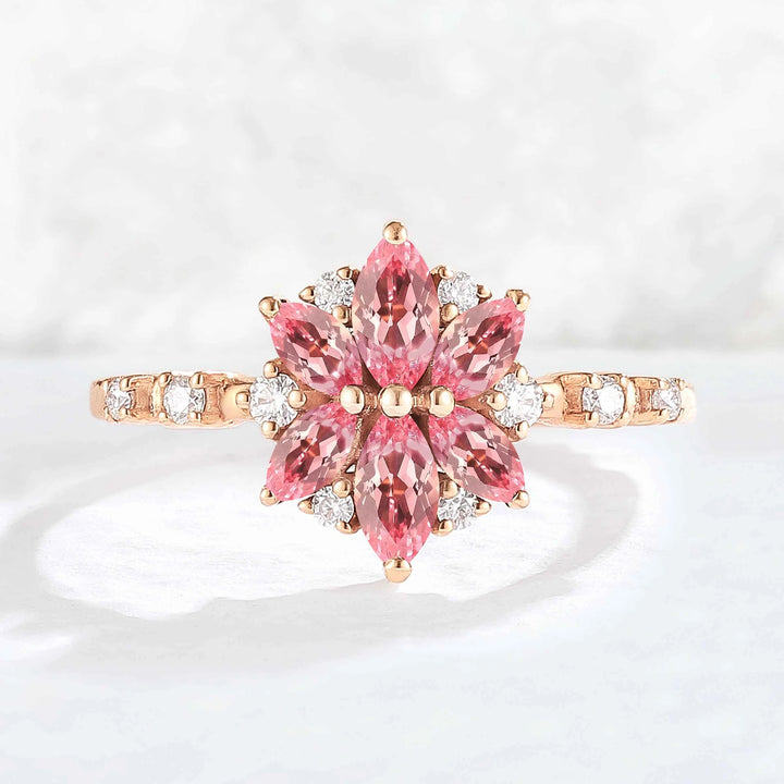 Unique Marquise Shaped Pink Sapphire Gemstone Ring