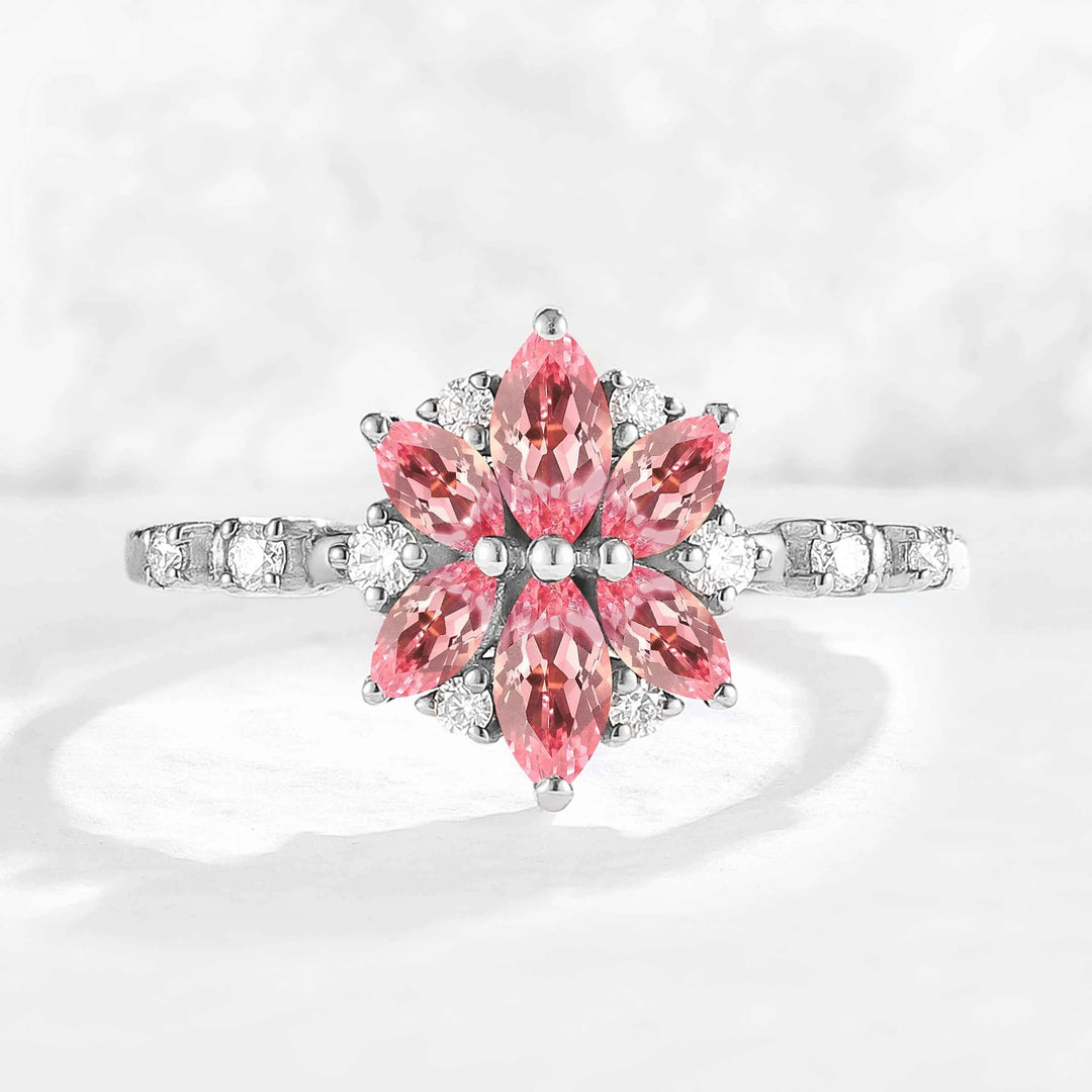 Unique Marquise Shaped Pink Sapphire Gemstone Ring