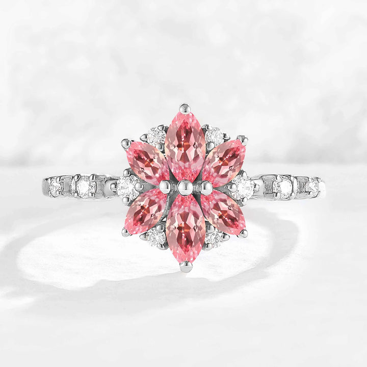 Unique Marquise Shaped Pink Sapphire Gemstone Ring