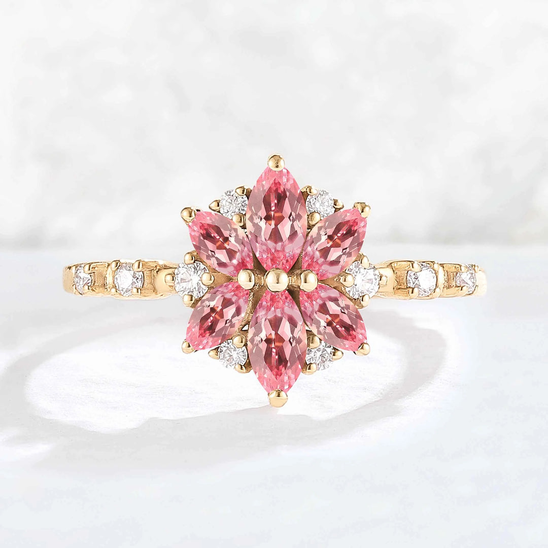 Unique Marquise Shaped Pink Sapphire Gemstone Ring