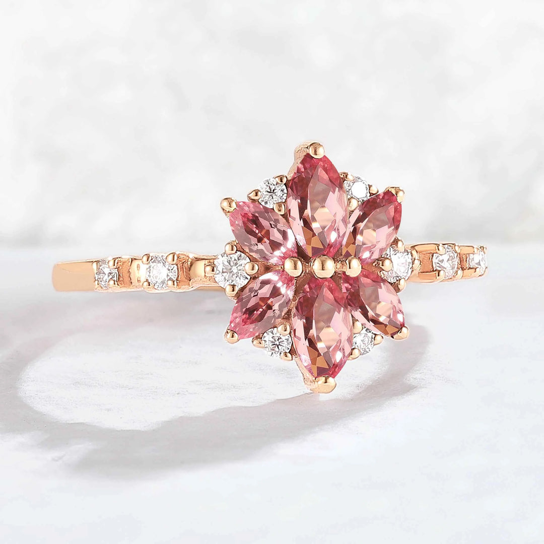Unique Marquise Shaped Pink Sapphire Gemstone Ring