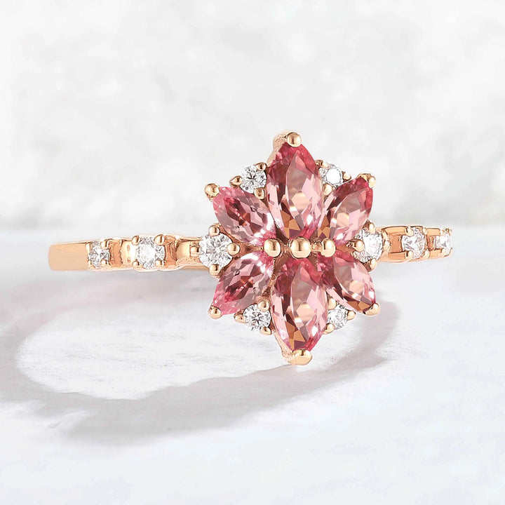 Unique Marquise Shaped Pink Sapphire Gemstone Ring