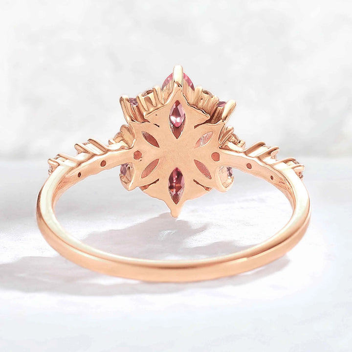 Unique Marquise Shaped Pink Sapphire Gemstone Ring