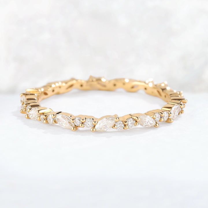 Unique Moissanite Full Enternity Straight Stacking Ring