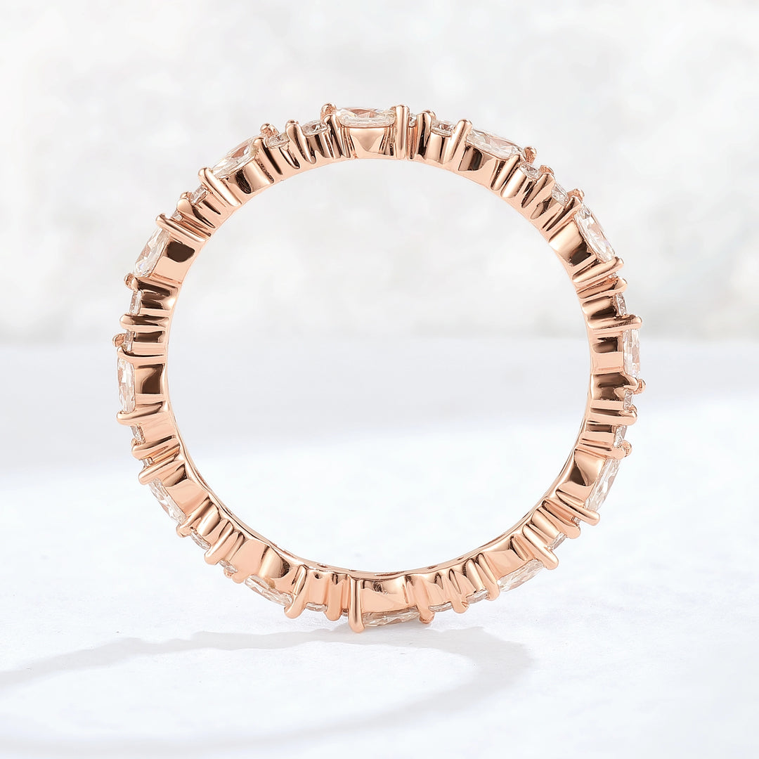 Unique Moissanite Full Enternity Straight Stacking Ring