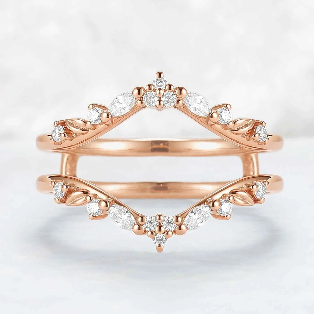Unique Moissanite Rose Gold Leafy Enhancer Ring