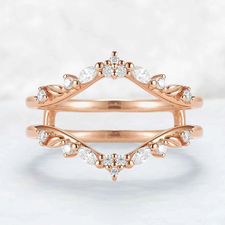 Unique Moissanite Rose Gold Leafy Enhancer Ring