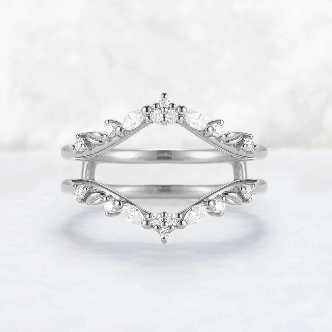 Unique Moissanite Rose Gold Leafy Enhancer Ring