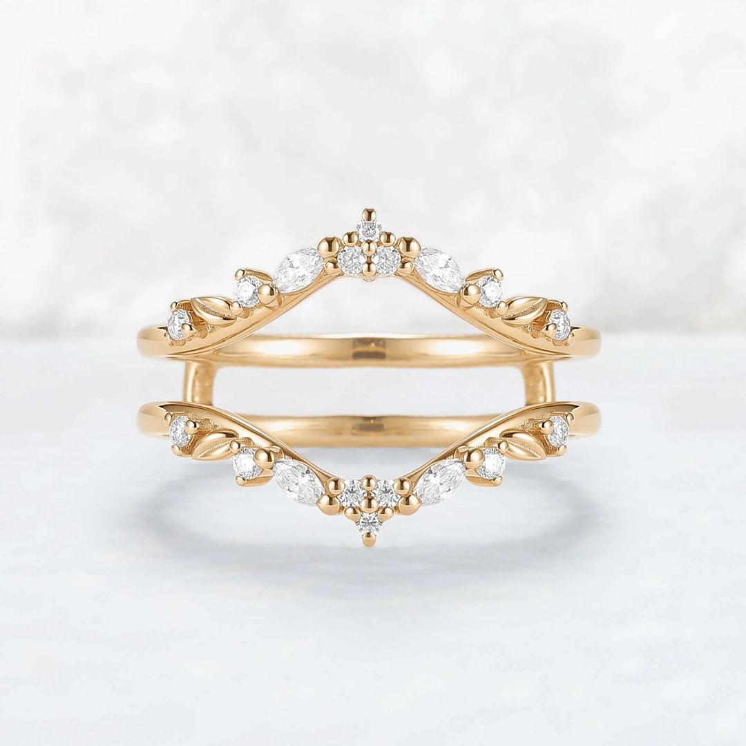 Unique Moissanite Rose Gold Leafy Enhancer Ring