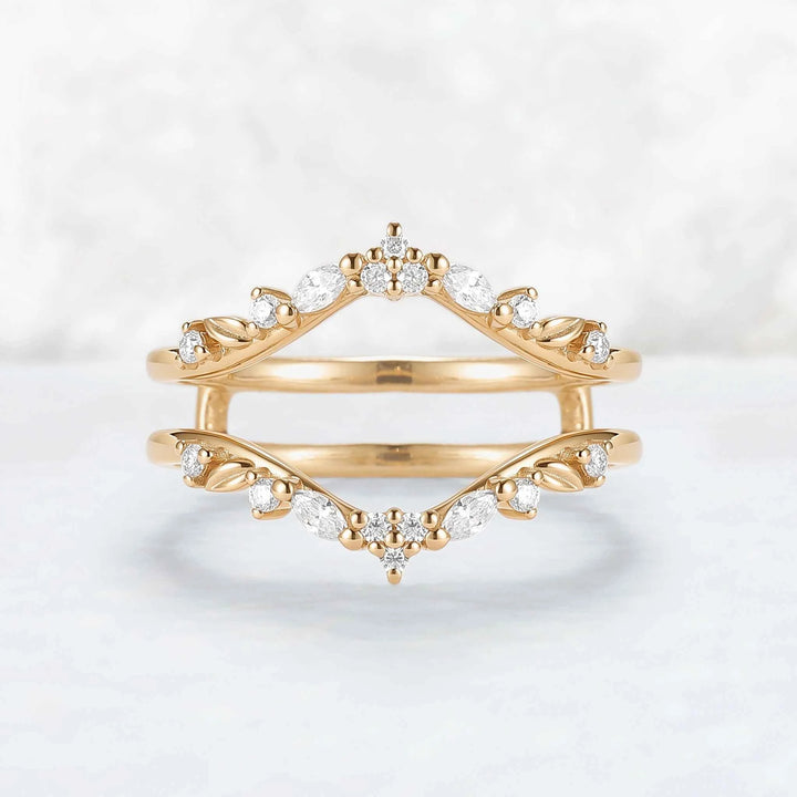 Unique Moissanite Rose Gold Leafy Enhancer Ring