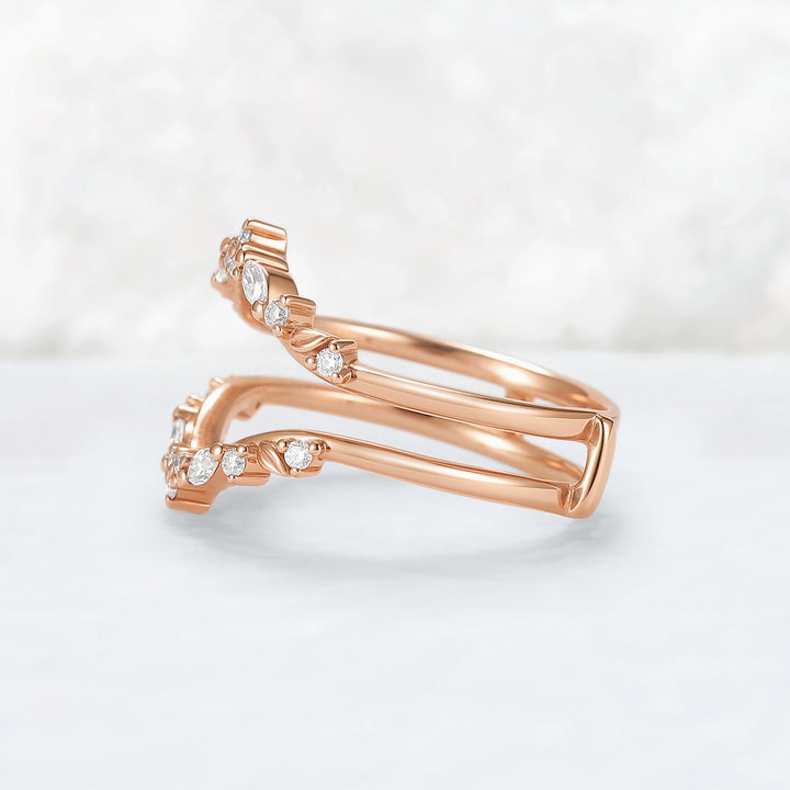 Unique Moissanite Rose Gold Leafy Enhancer Ring